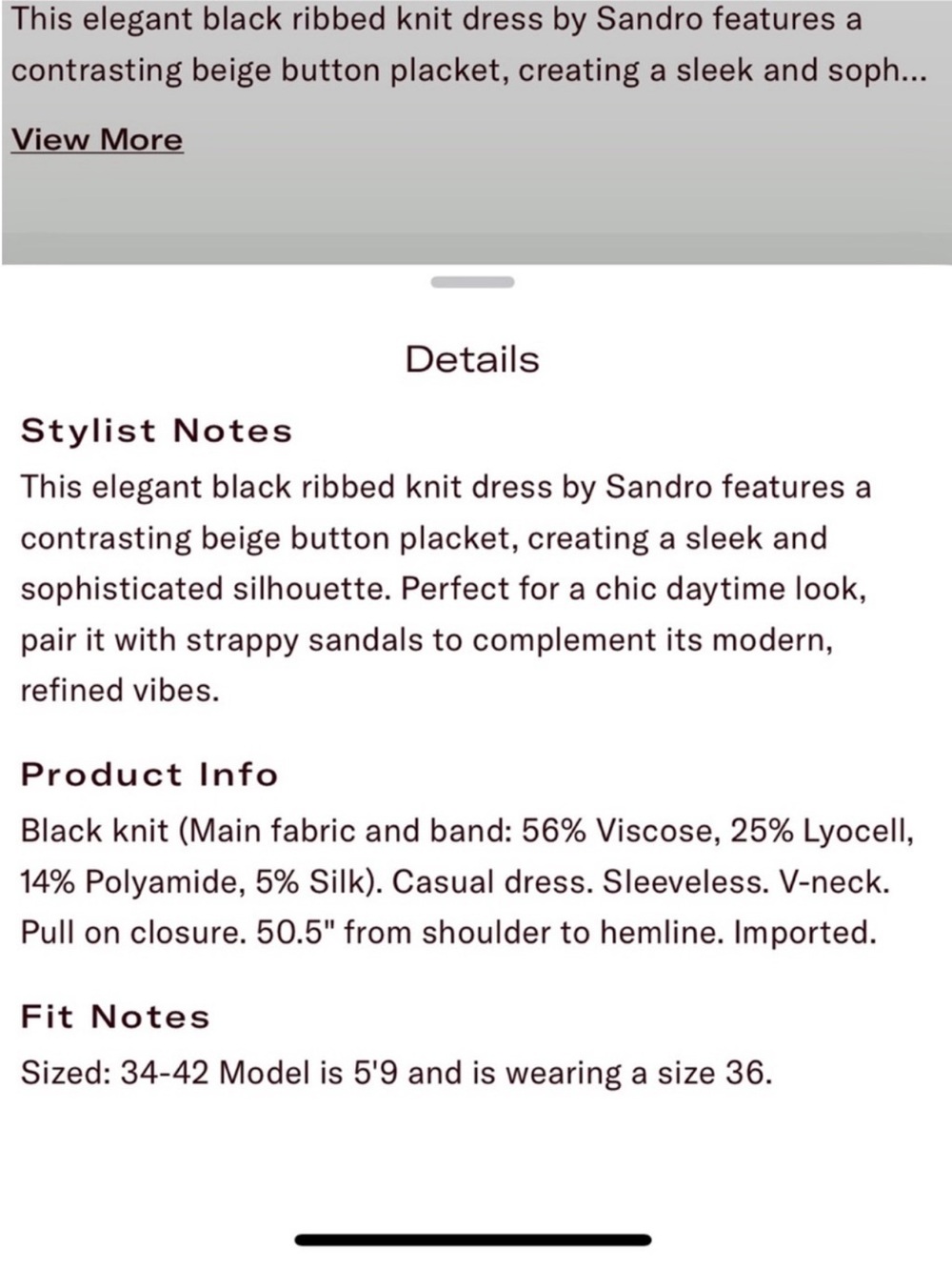 Sandro Gabriel ribbed maxi dress size French 34/ US 0-2 - Picture 9 of 10